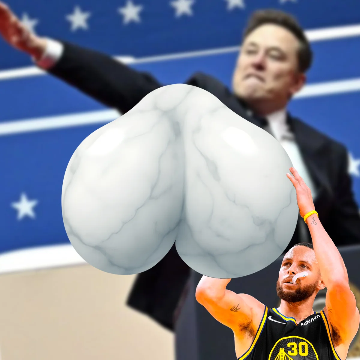 SOLID BALL #117: the MARBLE ball with STEPH on a MUSK background