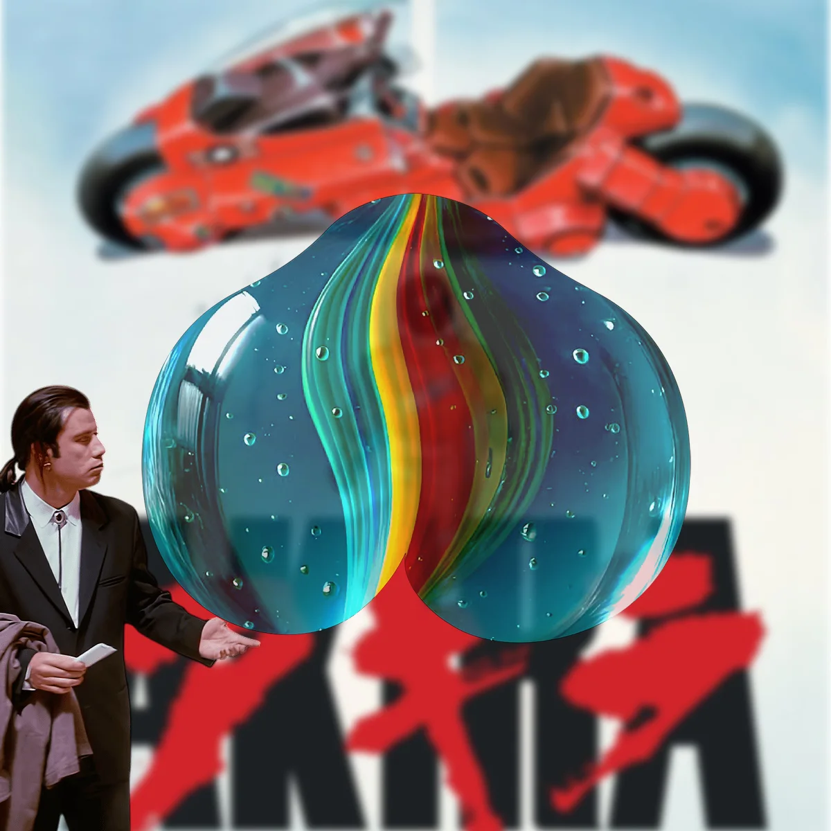 SOLID BALL #1444: the CATS EYE ball with VINCENT VEGA on a AKIRA background
