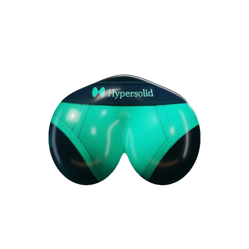 The Hypersolid ball: green briefs with the Hypersolid waistband, printed on the ball.