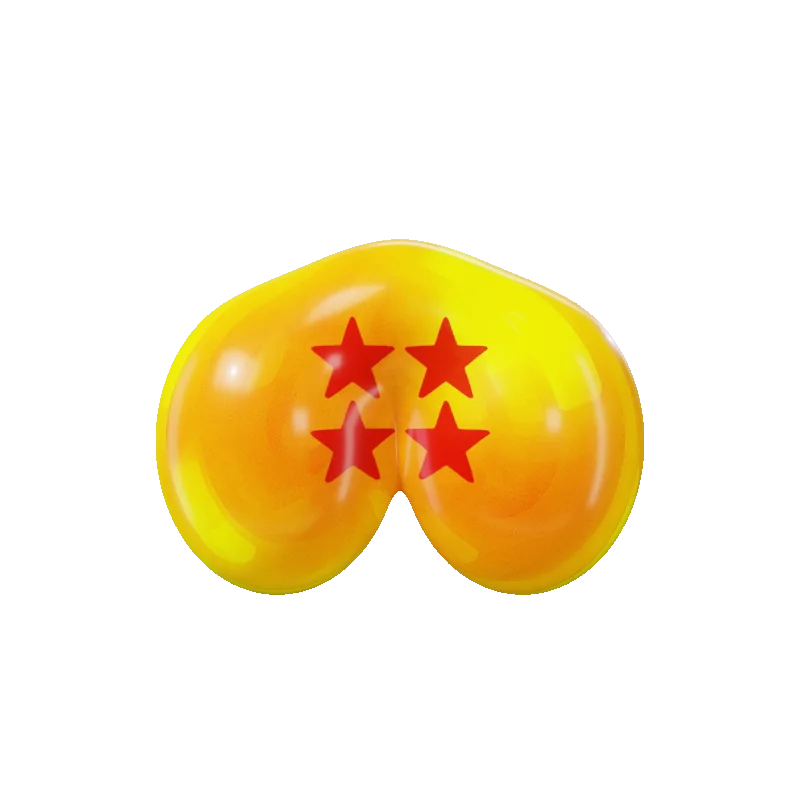 The dark shell broken open, revealing a four-star collection ball.